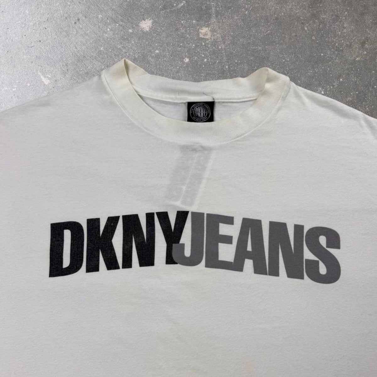 1990s DKNY Jeans Spellout Logo Tee | XL