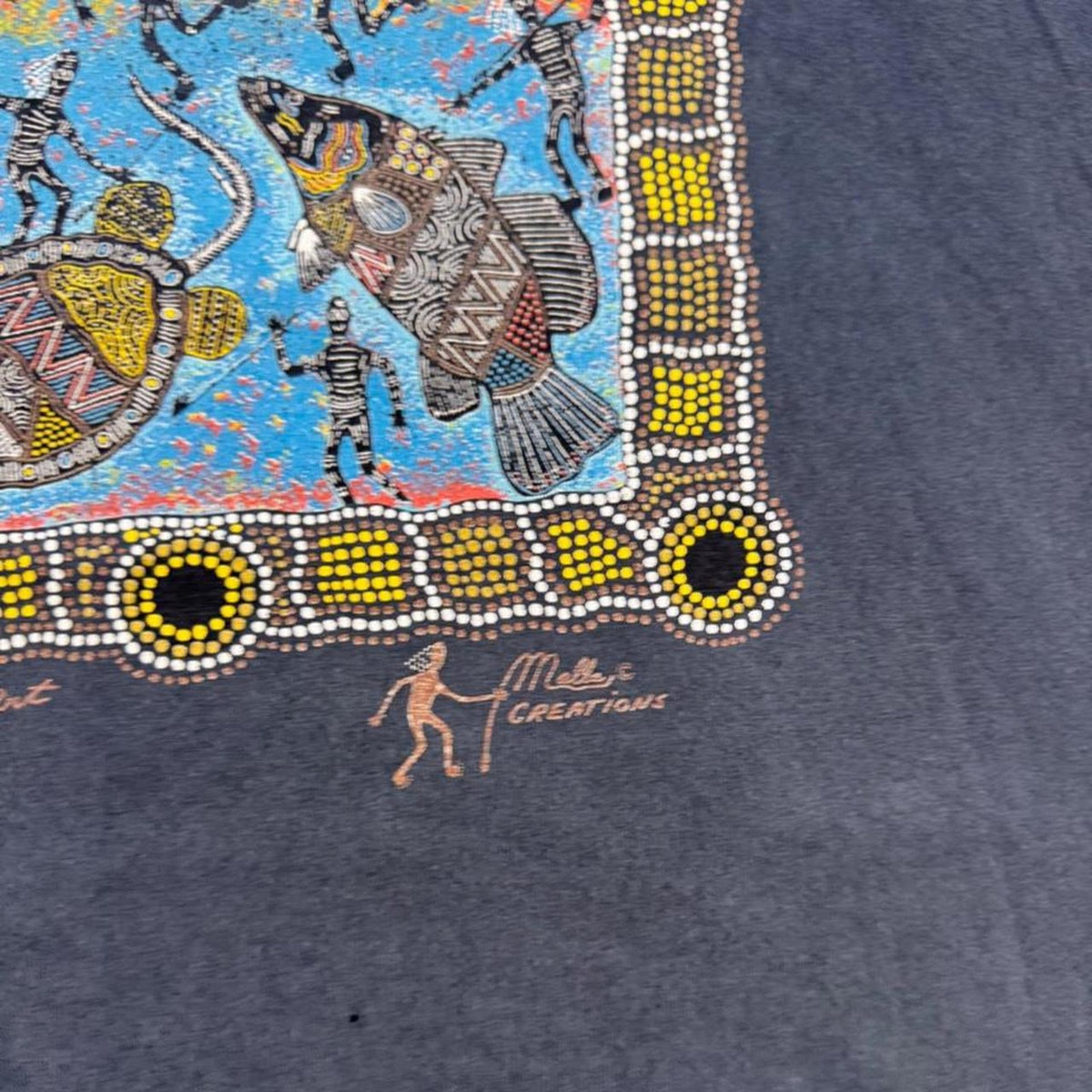 1990s Malla Creations Aboriginal Crocodile Art Graphic Tee | Large