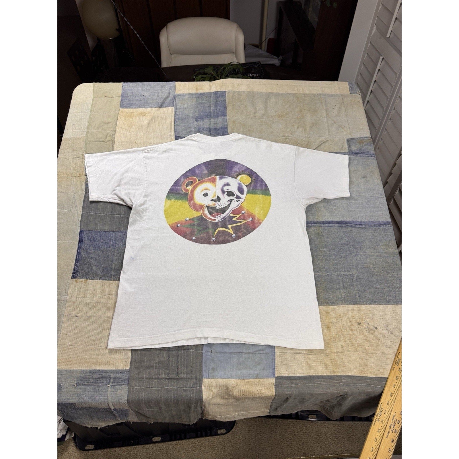Vintage Grateful Dead Bear Skull Double Sided T Shirt Fruit Of The Loom XL USA