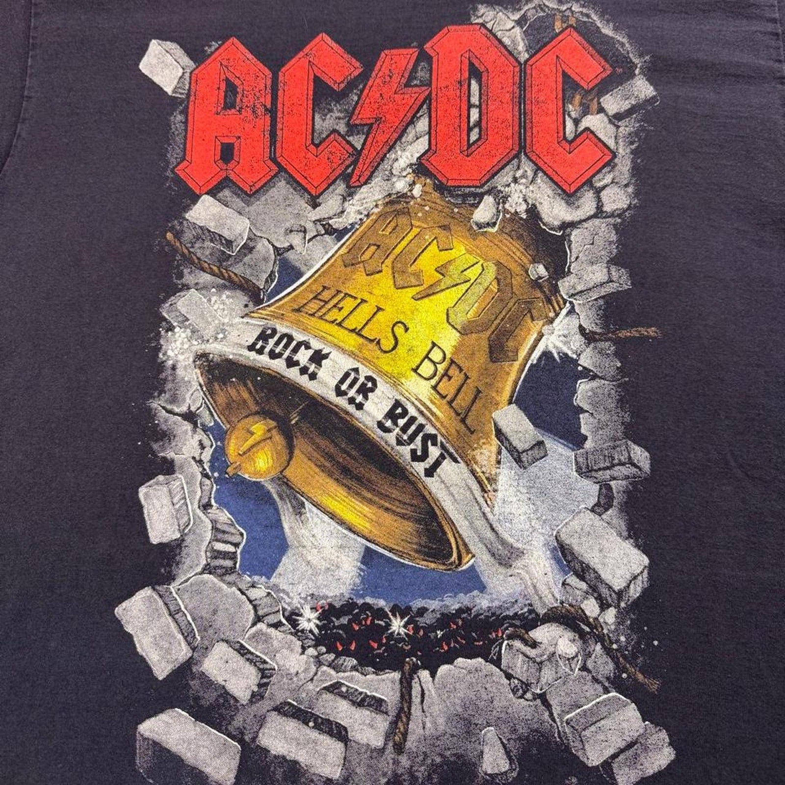 1990s AC/DC Hells Bells Rock or Bust Graphic Tee | Medium