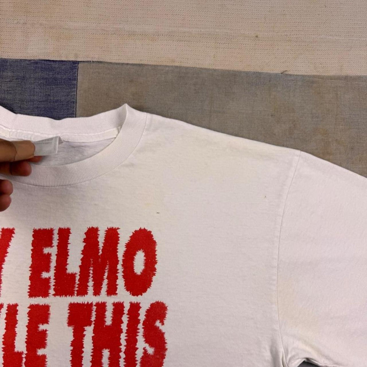 1990s Hey Elmo Tickle This Parody Graphic Tee | XL