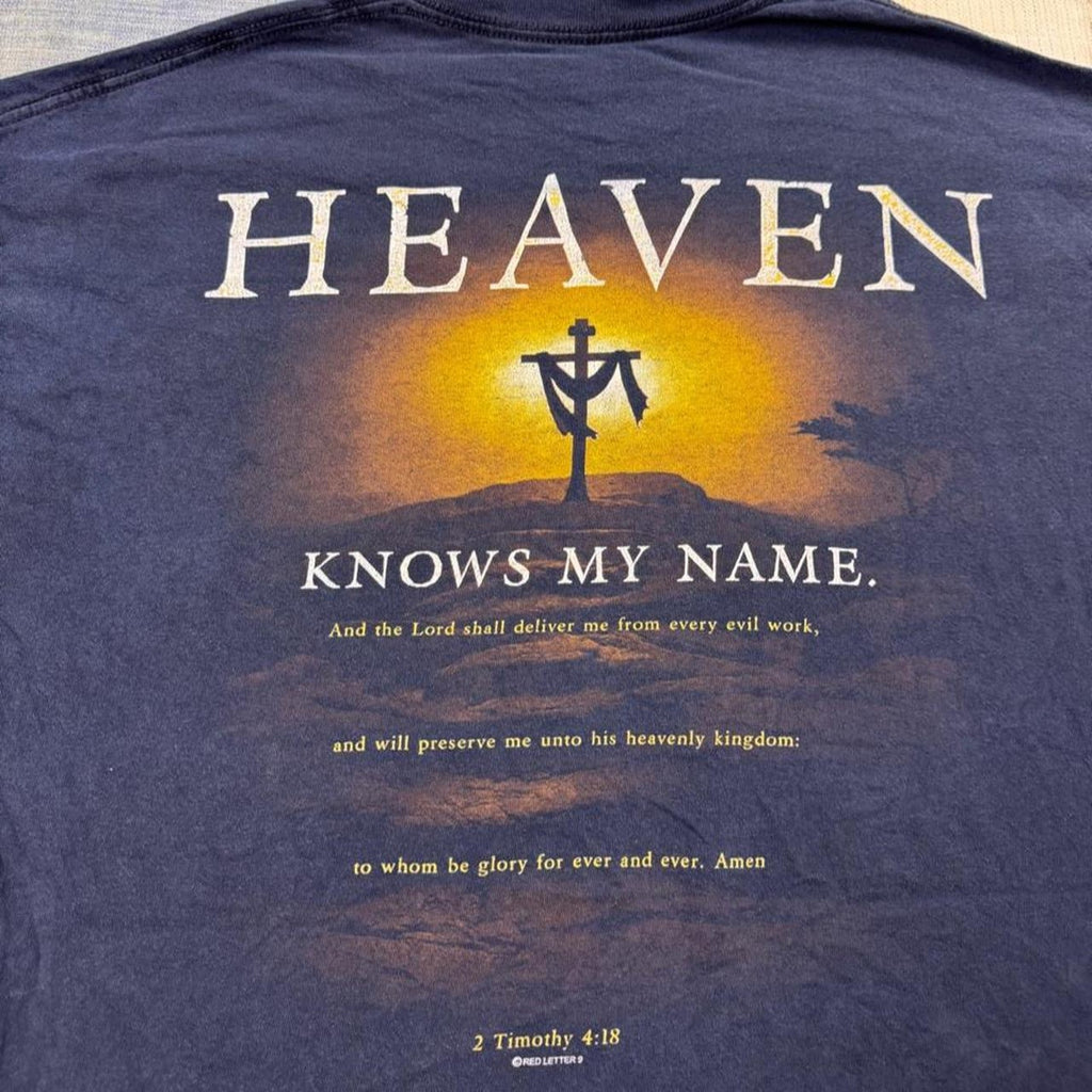 2000s Jesus Because of Him Heaven Knows My Name Christian Tee | XL