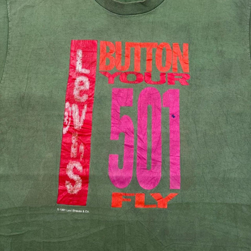 1991 Levi's Button Your 501 Fly Tee | XL