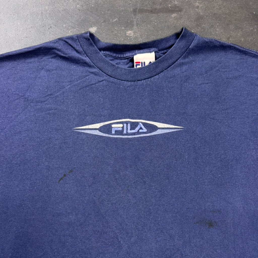 2000s Fila Embroidered navy blue Tee | XL