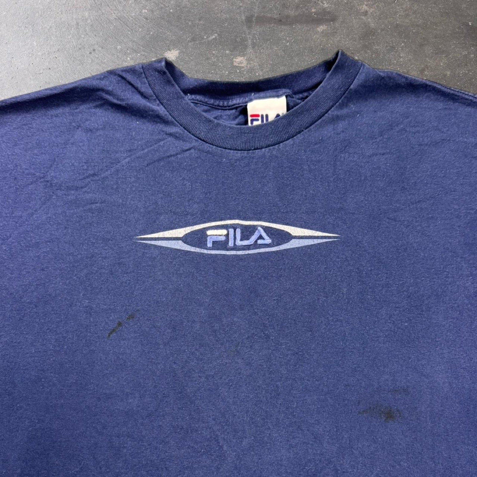 2000s Fila Embroidered navy blue Tee | XL