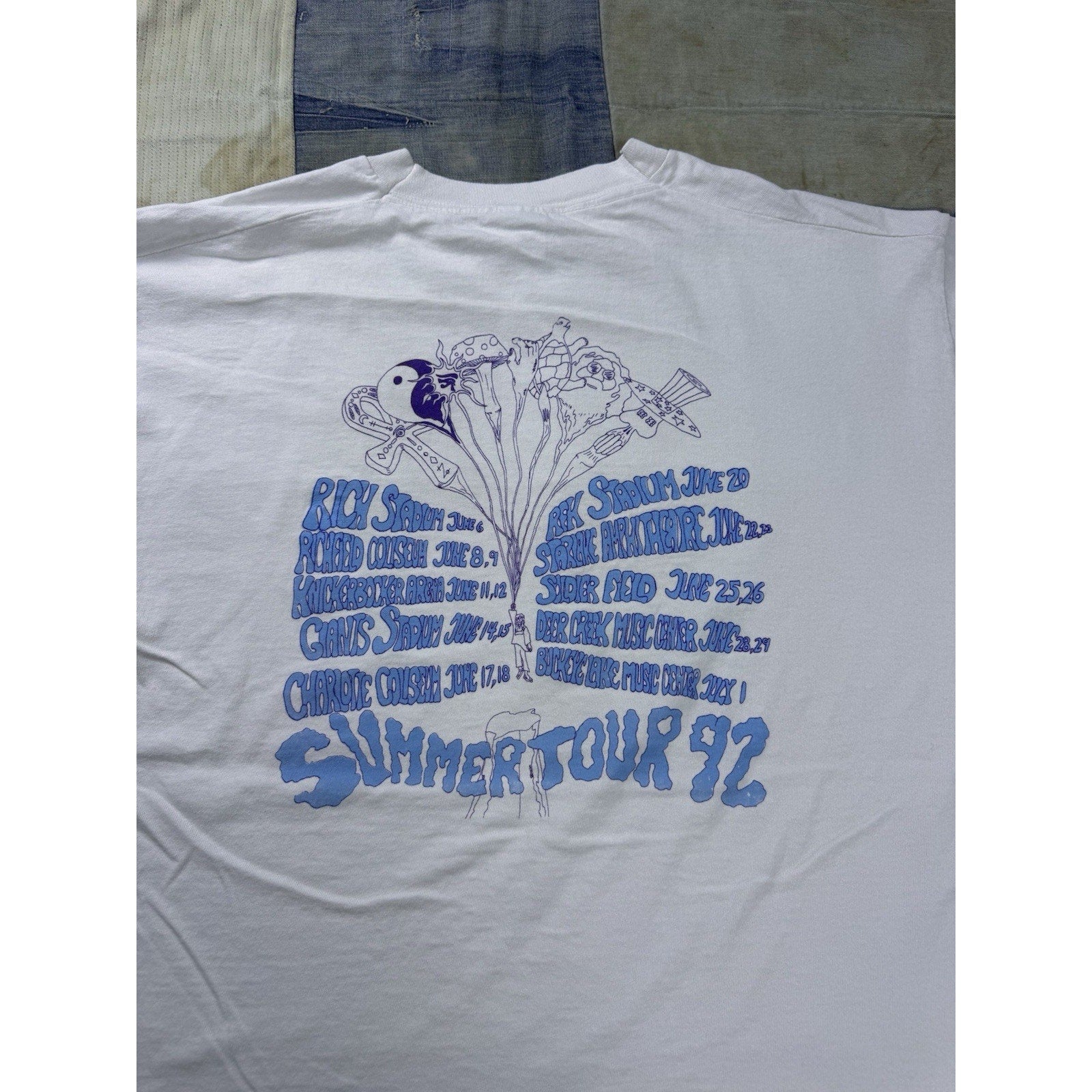 Jerry Garcia Band Summer Tour 1992 Vintage T Shirt XL Grateful Dead USA White