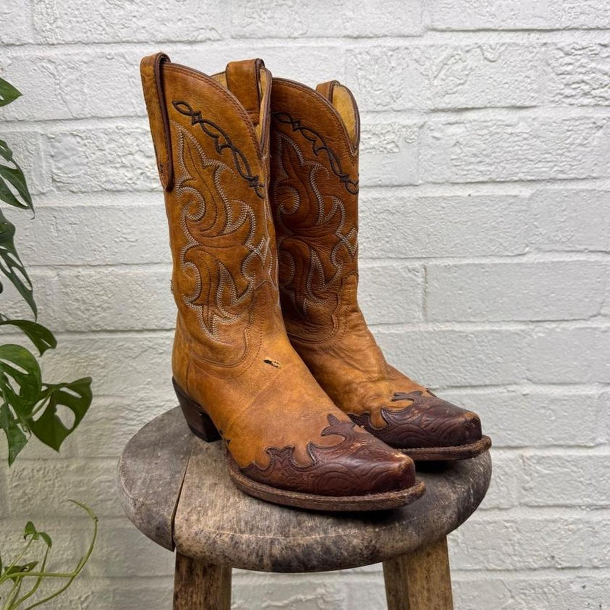 1990s Tony Lama VF6003 Vaquero Santa Fe Leather Cowboy Boots | Women's 7B