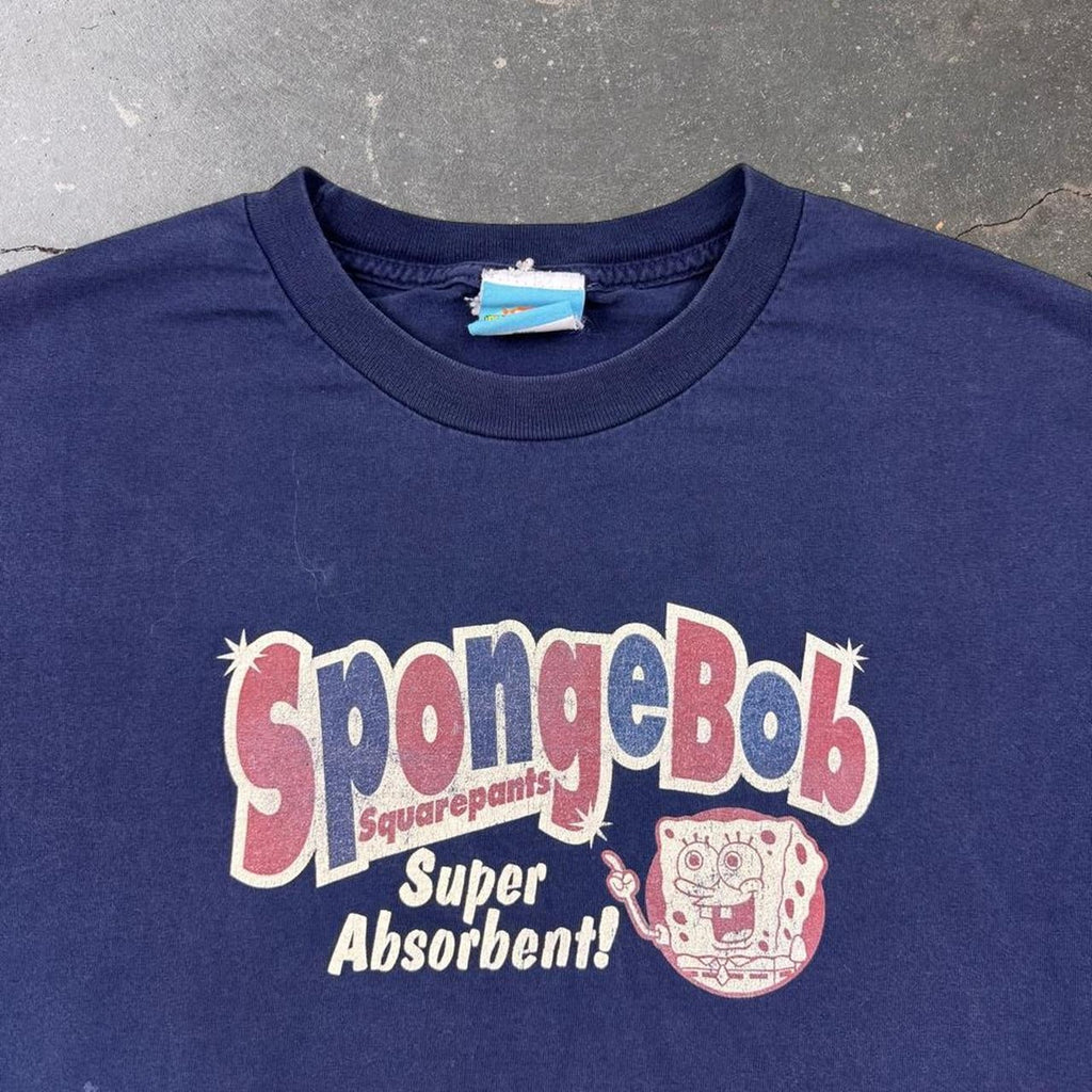 2001 SpongeBob SquarePants Super Absorbent Navy Graphic Tee | Large