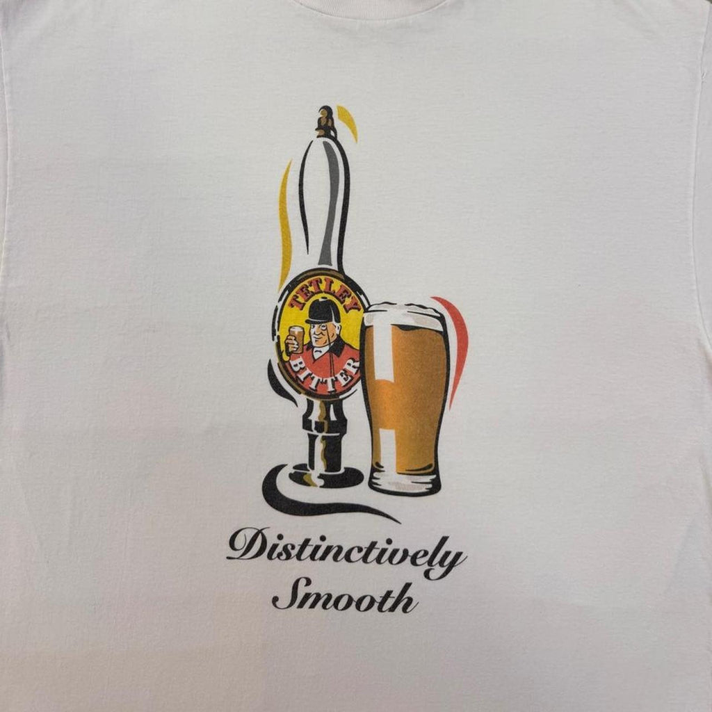 1990s Tetley Bitter Distinctively Smooth Beer Promo Graphic Tee | XL
