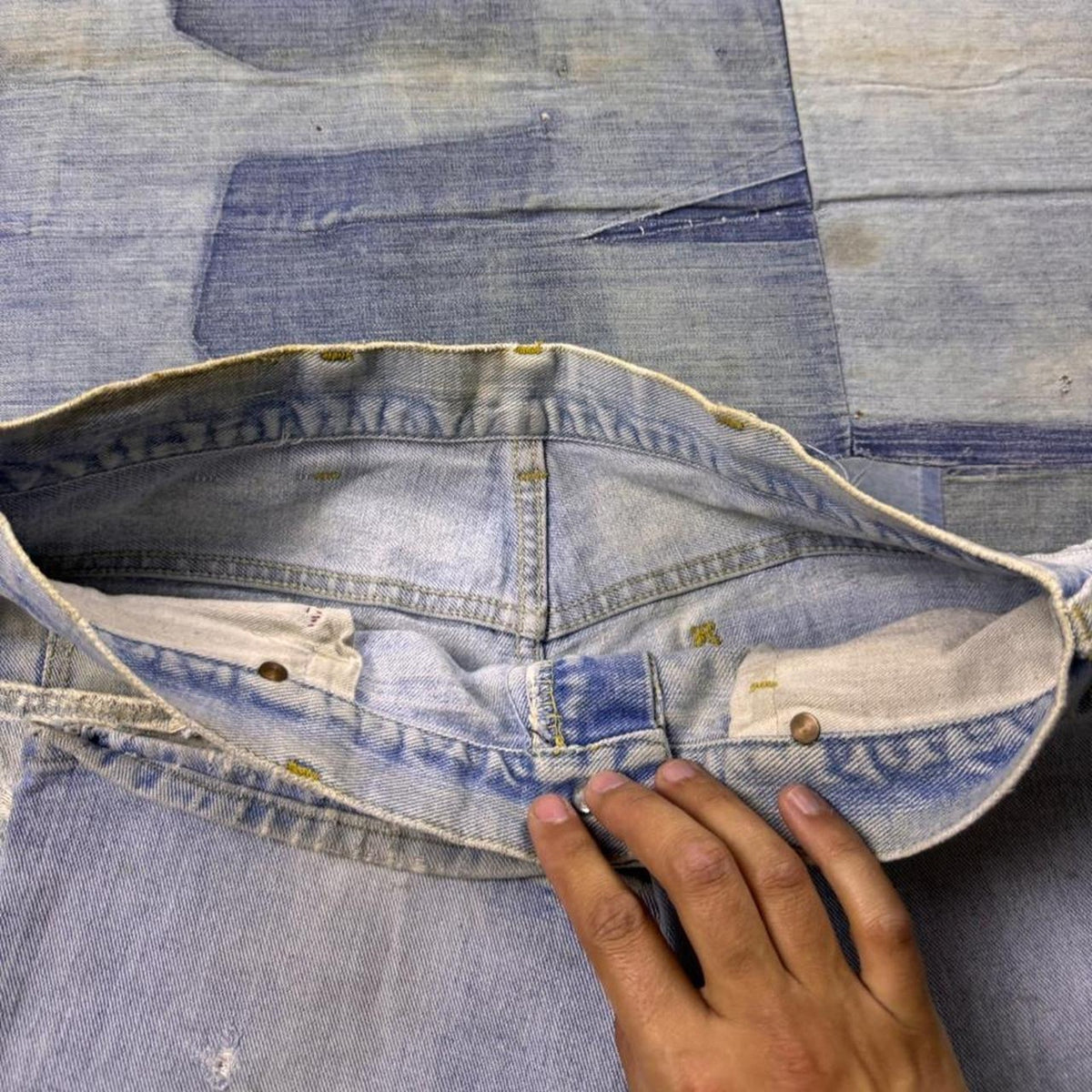 1970s Lee Custom Double-Knee Distressed Flare Jeans | 33x30.5