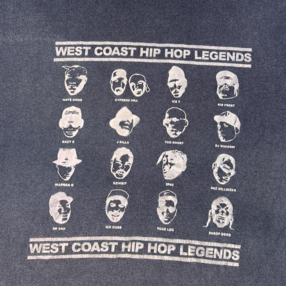 2000s DMC World West Coast Hip Hop Legends Rap Tee Black | Medium