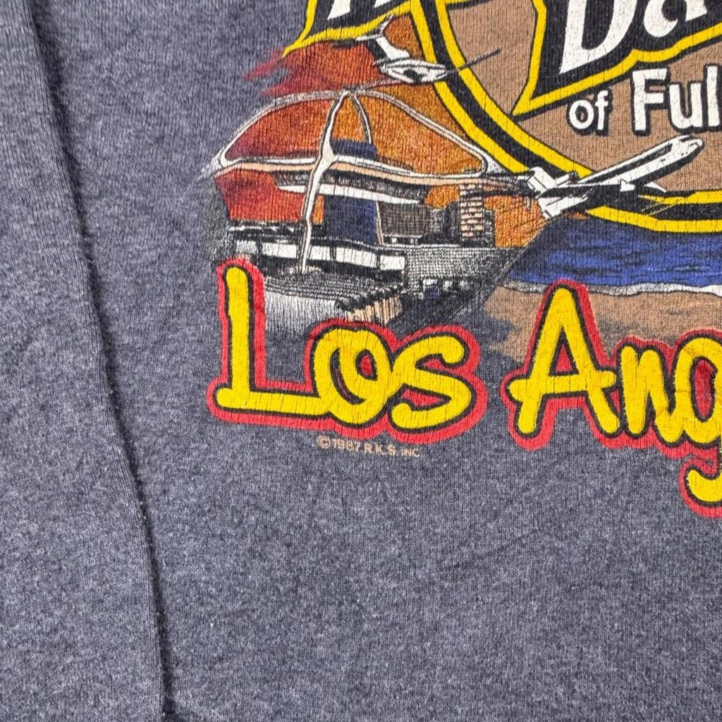 1980s Harley Davidson Quarter Zip Pullover Sweatshirt Los Angeles Fullerton Eagle | L