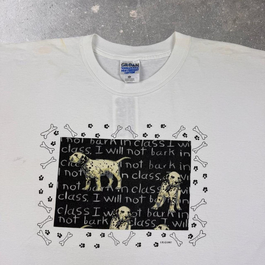 1997 Dalmatian “I Will Not Bark in Class” Dog Graphic Tee | Extra Large