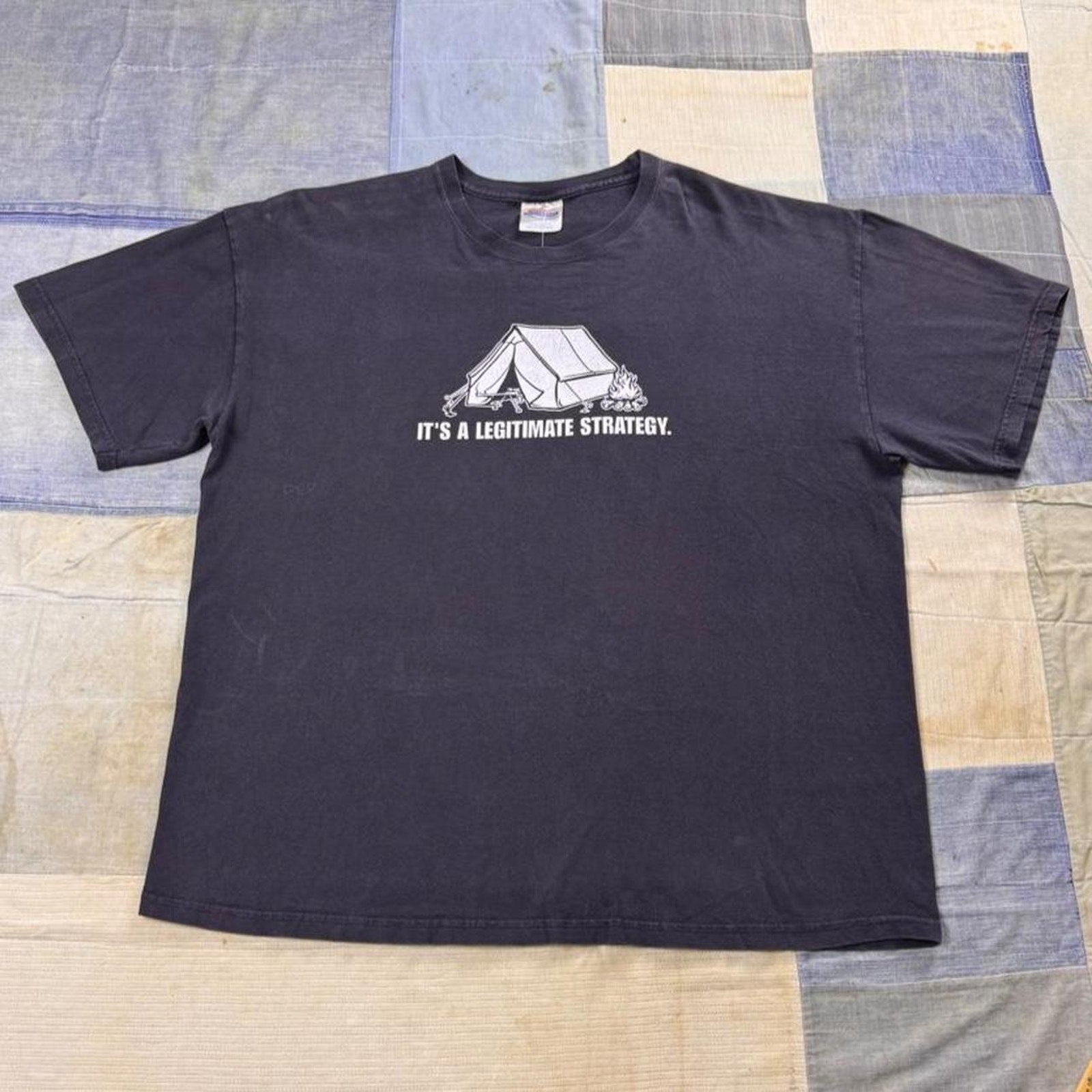 2000s Red vs Blue “Legitimate Strategy” Camping Graphic Tee | XL