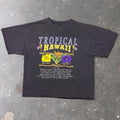 1990s Tropical Hawaii Floral Graphic Tee Black | Large