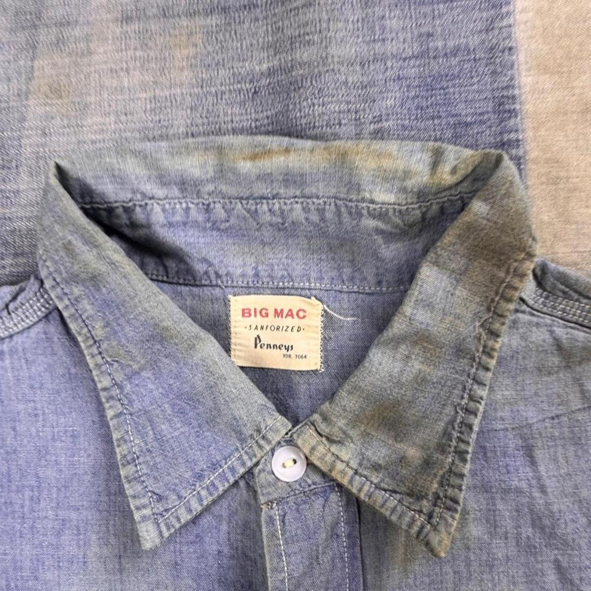 1950s Penneys Big Mac Sanforized Chambray Work Shirt | XL