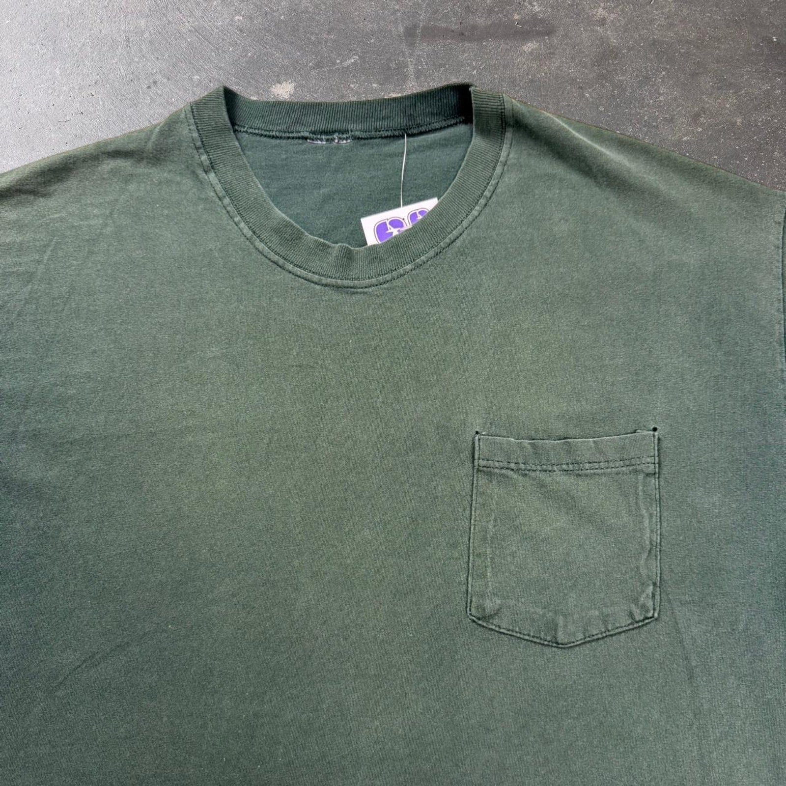 1990s faded Green Pocket Tee | XL