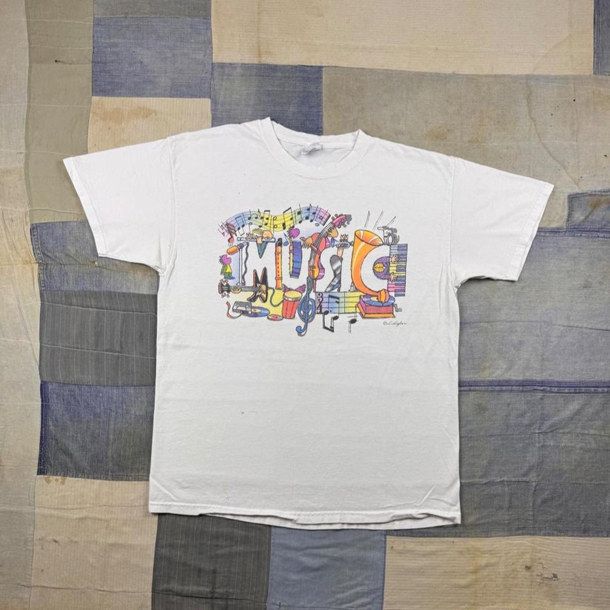 1990s Hanes Music Instruments Jazz Art Single Stitch Graphic Tee | Large