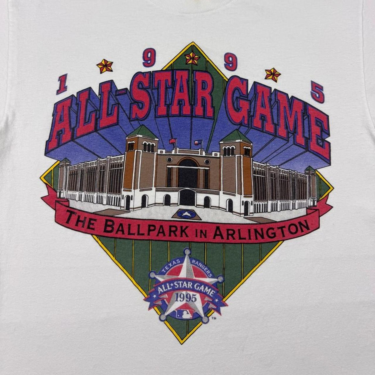 1995 MLB All-Star Game Texas Rangers Arlington Baseball Tee White | Medium