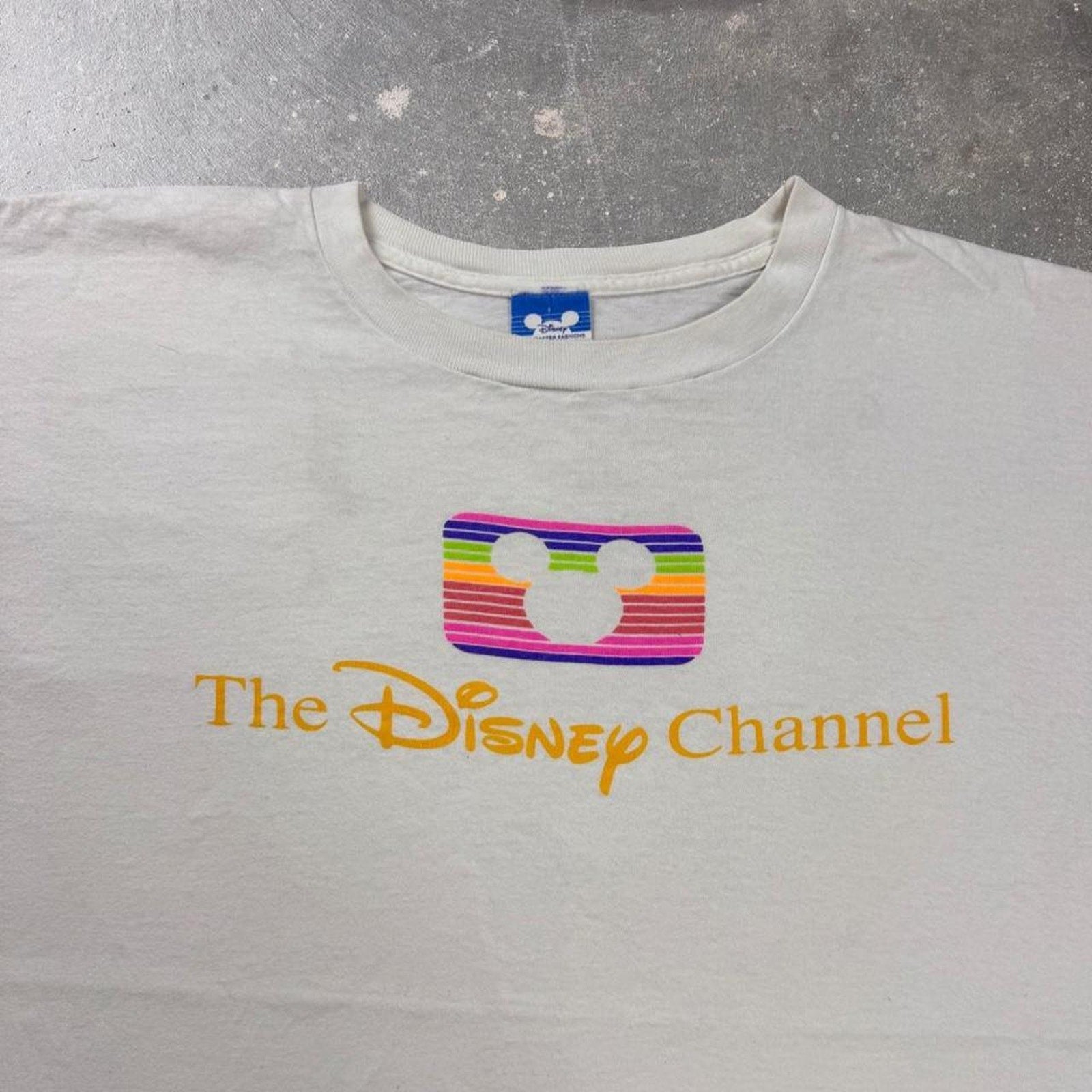 1980s Disney Channel Rainbow Mickey Logo Tee | XL