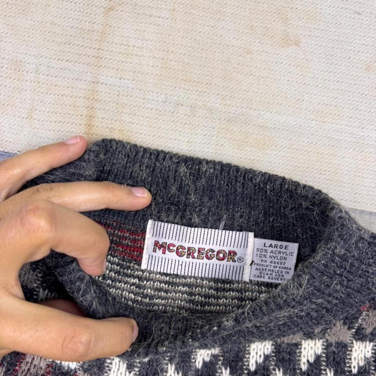 1990s McGregor Geometric Pattern Knit Sweater | Large