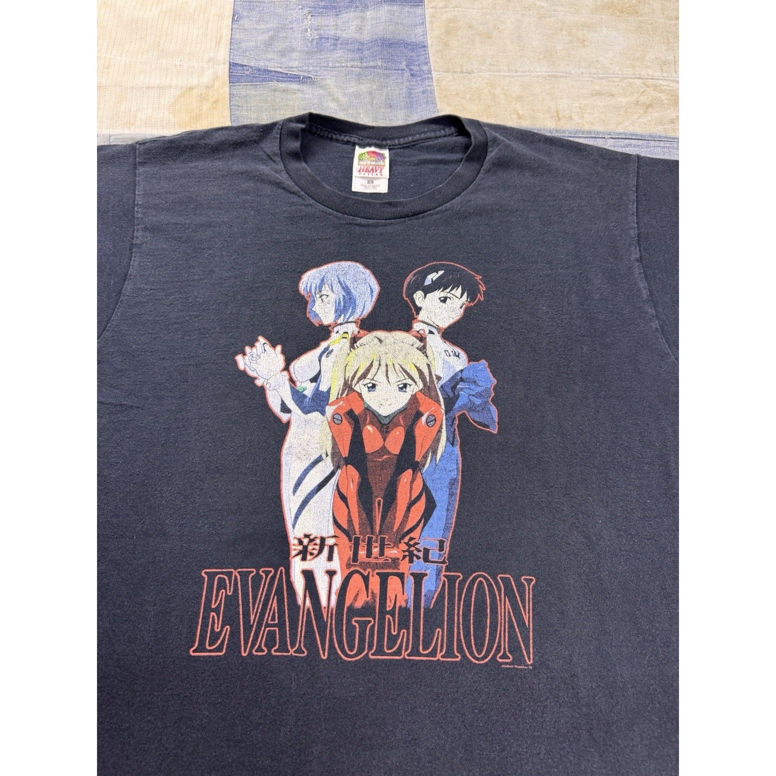 Vintage 90s Neon Genesis Evangelion Anime T Shirt L Fruit of the Loom Black