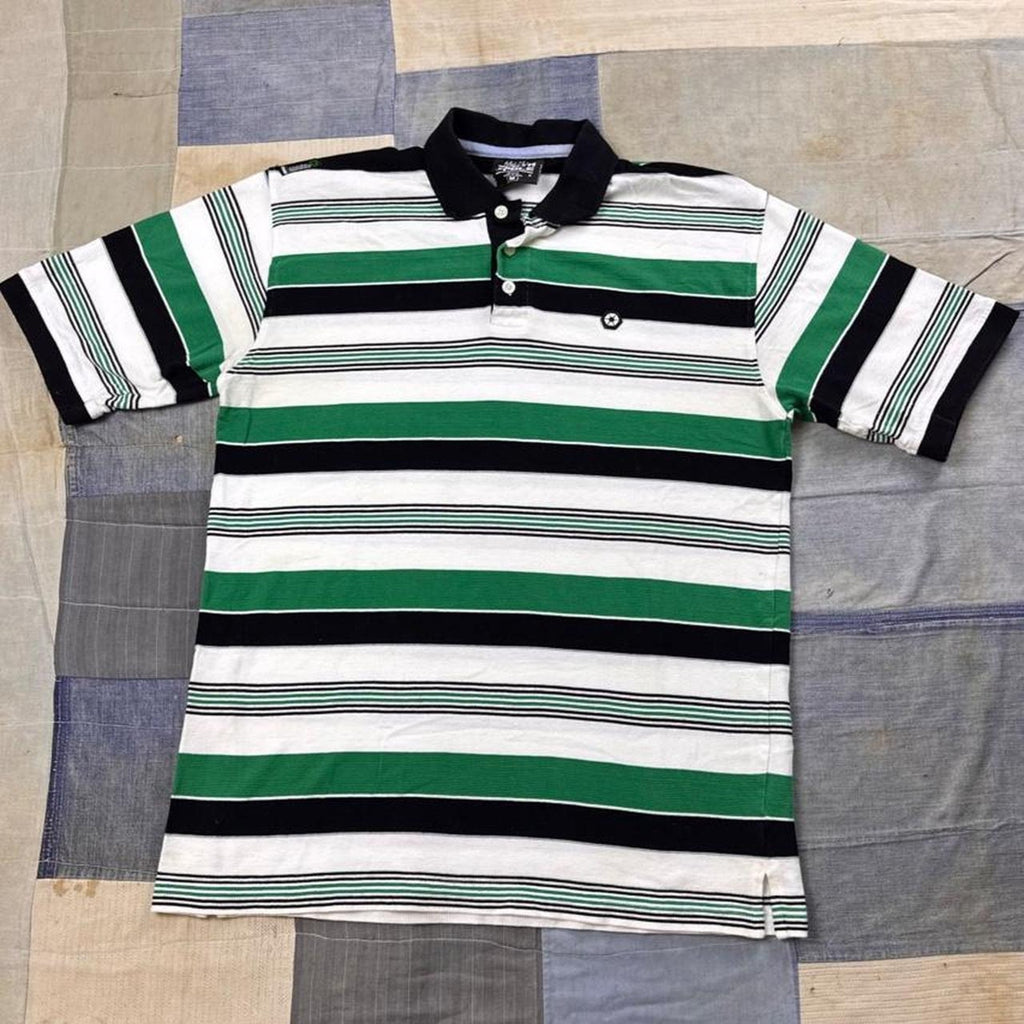 2000s South Pole Striped Polo Shirt | Medium
