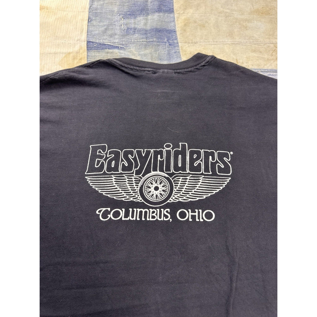 Vintage Easyriders Columbus Ohio Skull Graphic Biker T Shirt Black XL USA