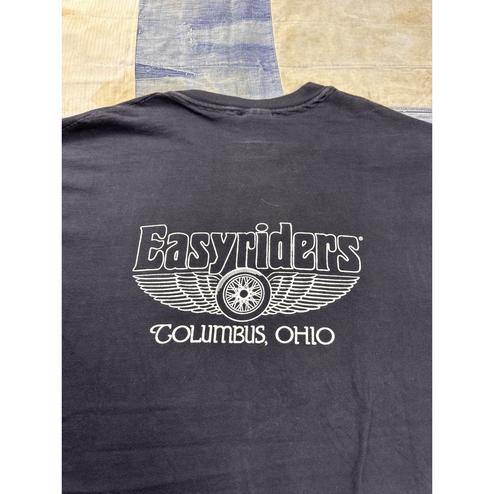 Vintage Easyriders Columbus Ohio Skull Graphic Biker T Shirt Black XL USA