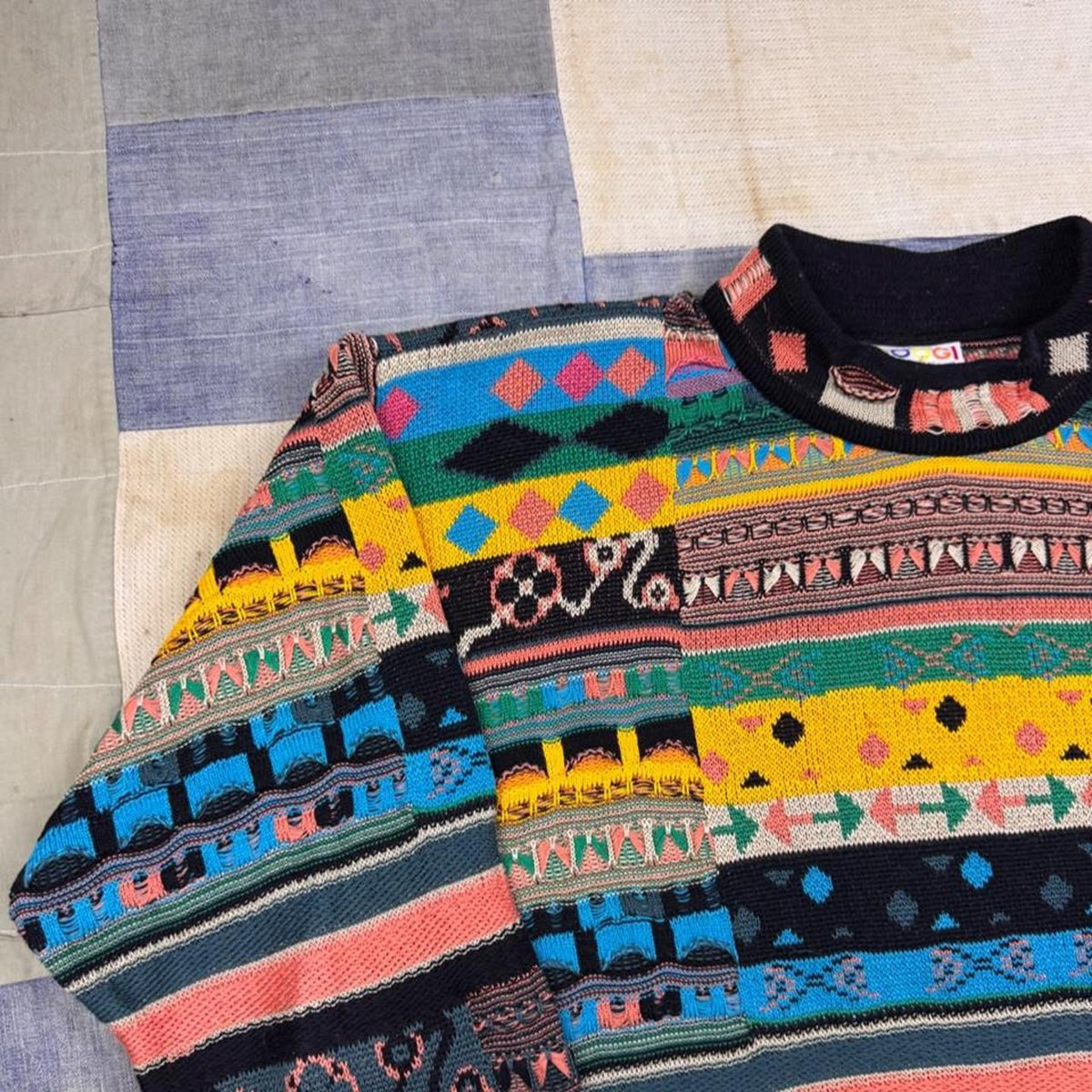 1990s Authentic Coogi Australia Sweater Multicolor Knit Made in Australia | M