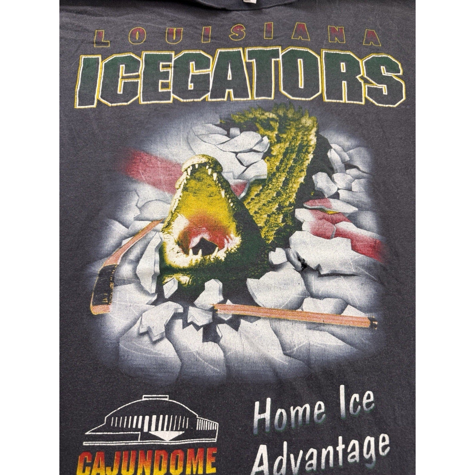 Louisiana IceGators Vintage 1995 Inaugural Season All Over Print T Shirt XL USA