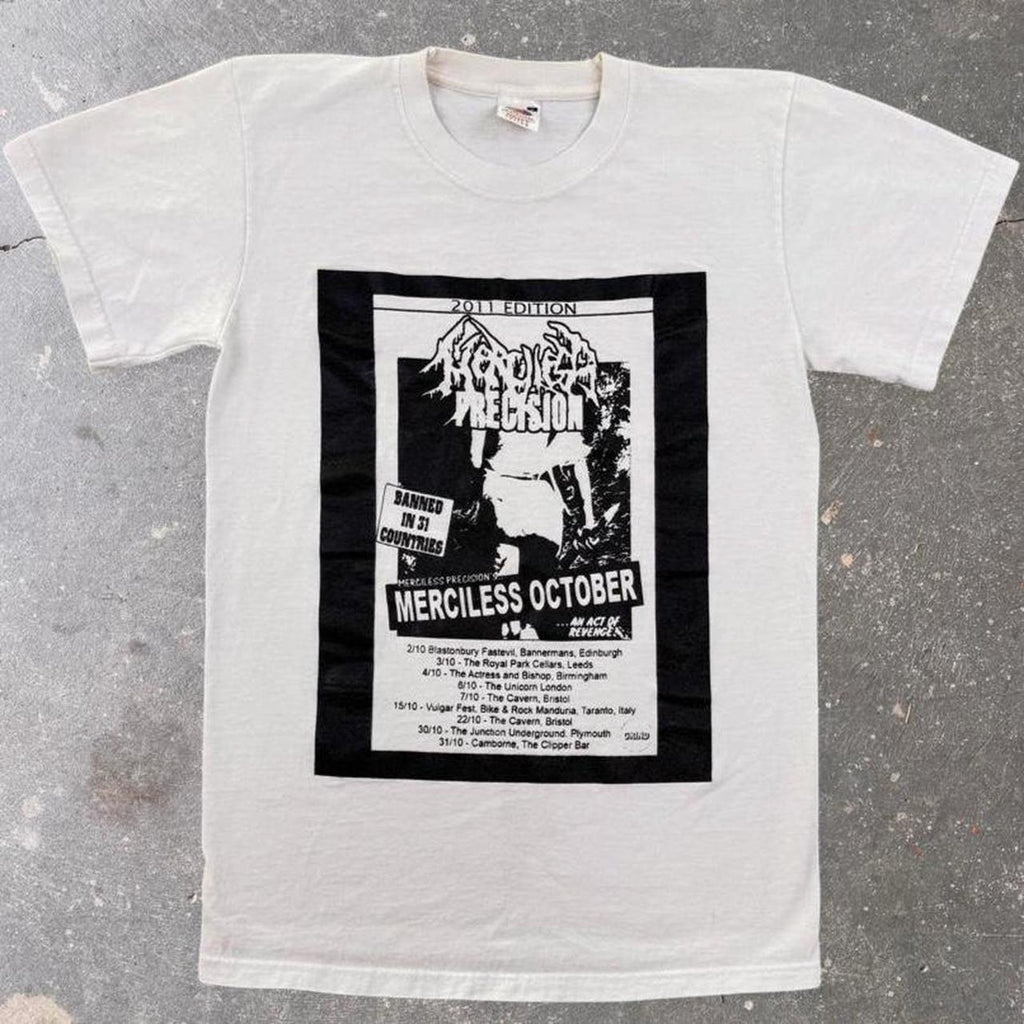 2011 Merciless Precision Merciless October White Band Tour Tee | Small