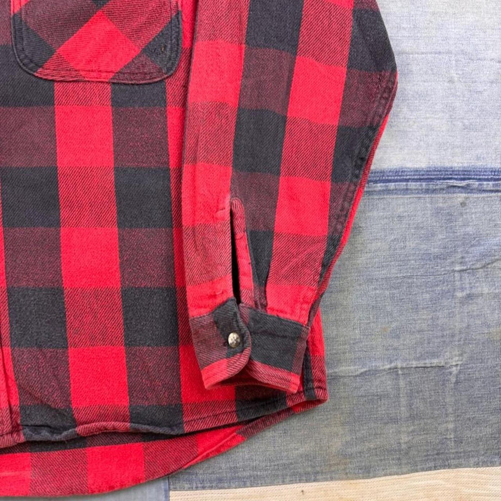 1980s Private Property Buffalo Plaid Flannel Shirt Made in USA | XL