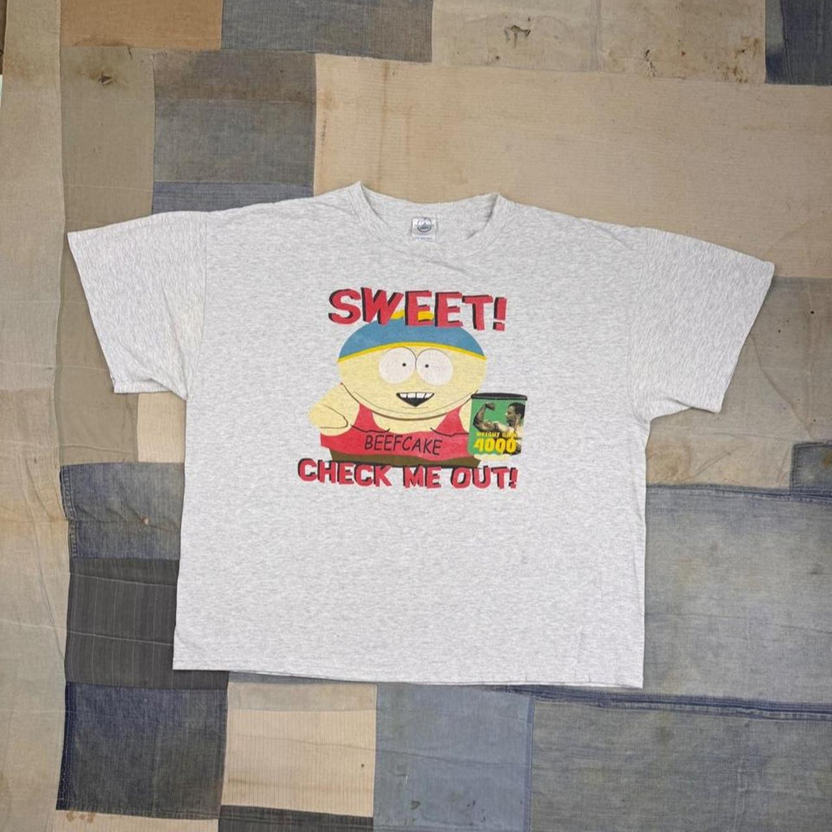 1990s South Park Cartman Beefcake “Sweet! Check Me Out!” Graphic Tee | Extra Large