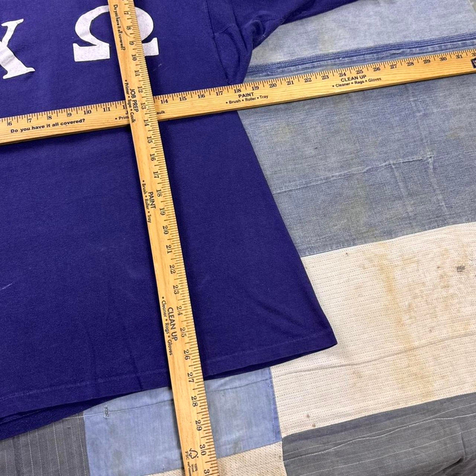 1970s Omega Psi Phi Purple & White Letterman Tee | Medium