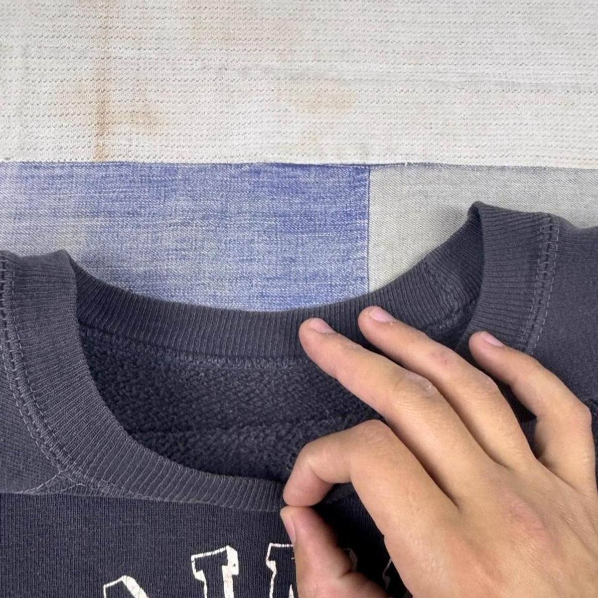 1950s Black Flocked Rebels Confederate Flag Raglan Crewneck Sweatshirt | 21.5x25.5