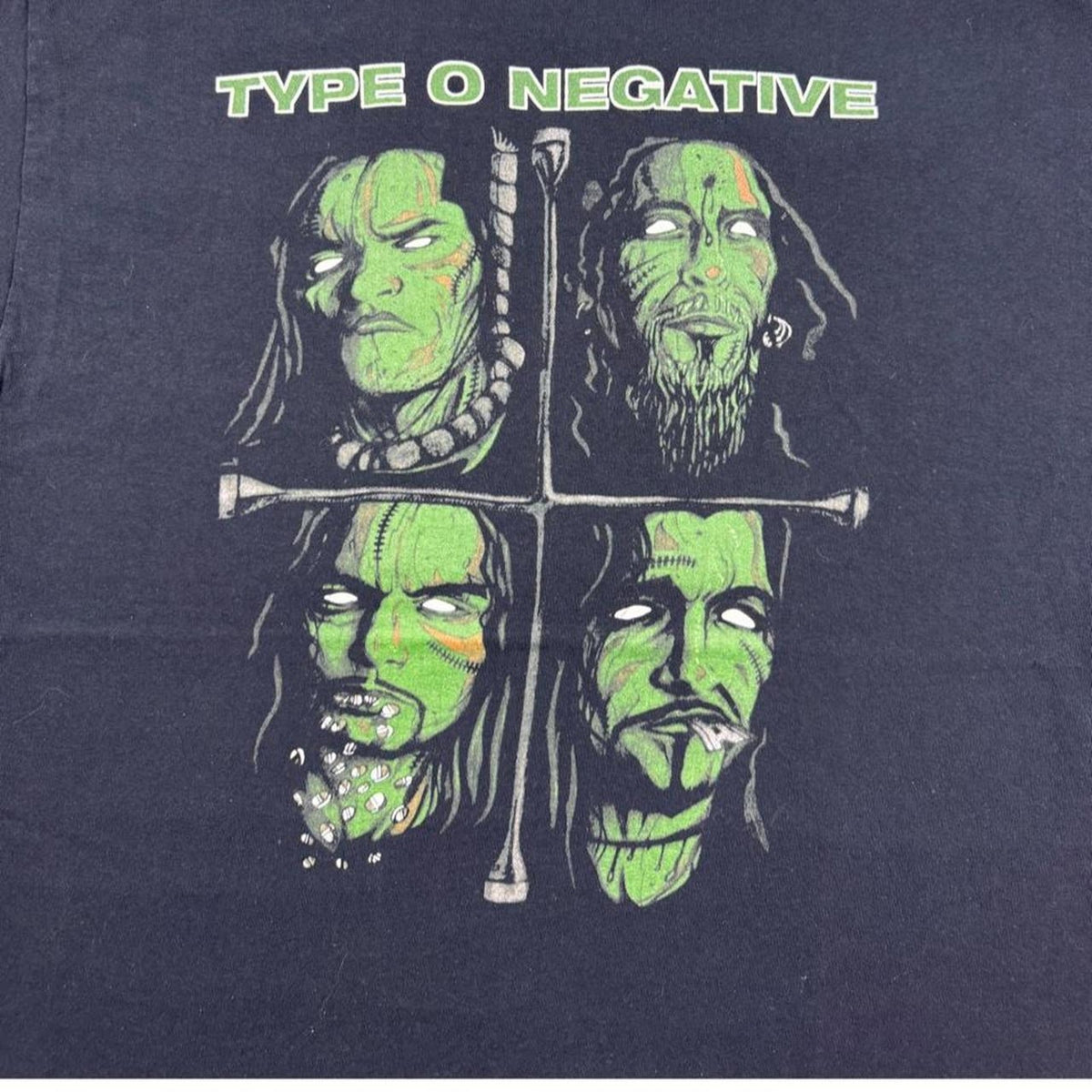 2000s Type O Negative Four Faces Band Graphic Tee Black | XL
