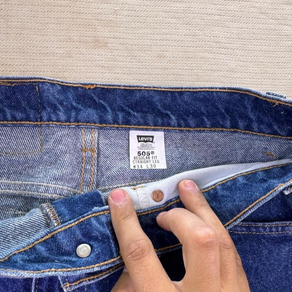 1990s Levi's 505 Orange Tab Dark Wash Jeans | 33 x 29.5