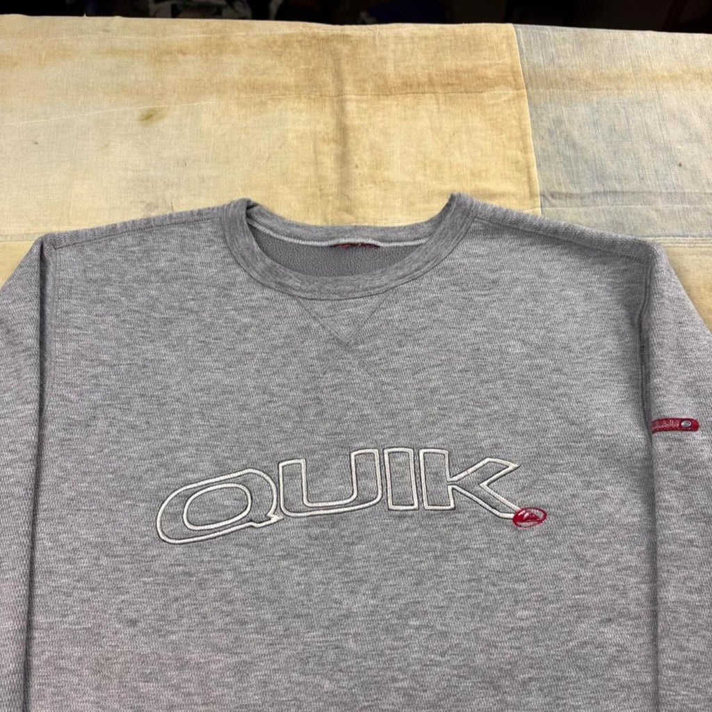 2000s Quiksilver Quik Embroidered Gray Crewneck Sweatshirt | XL