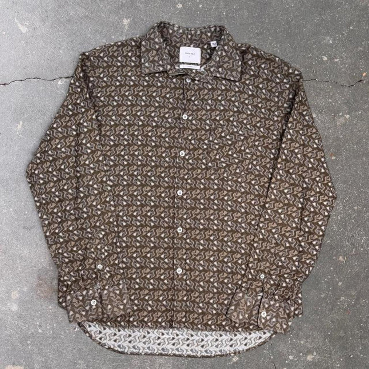 Billy Reid Standard Made in Italy Pattern Long Sleeve Shirt | Large