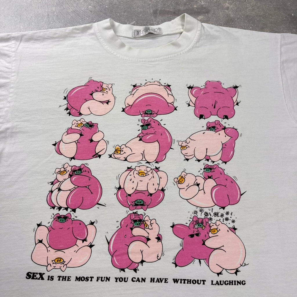 1990s Pigs having Sex Humor Tee | Large