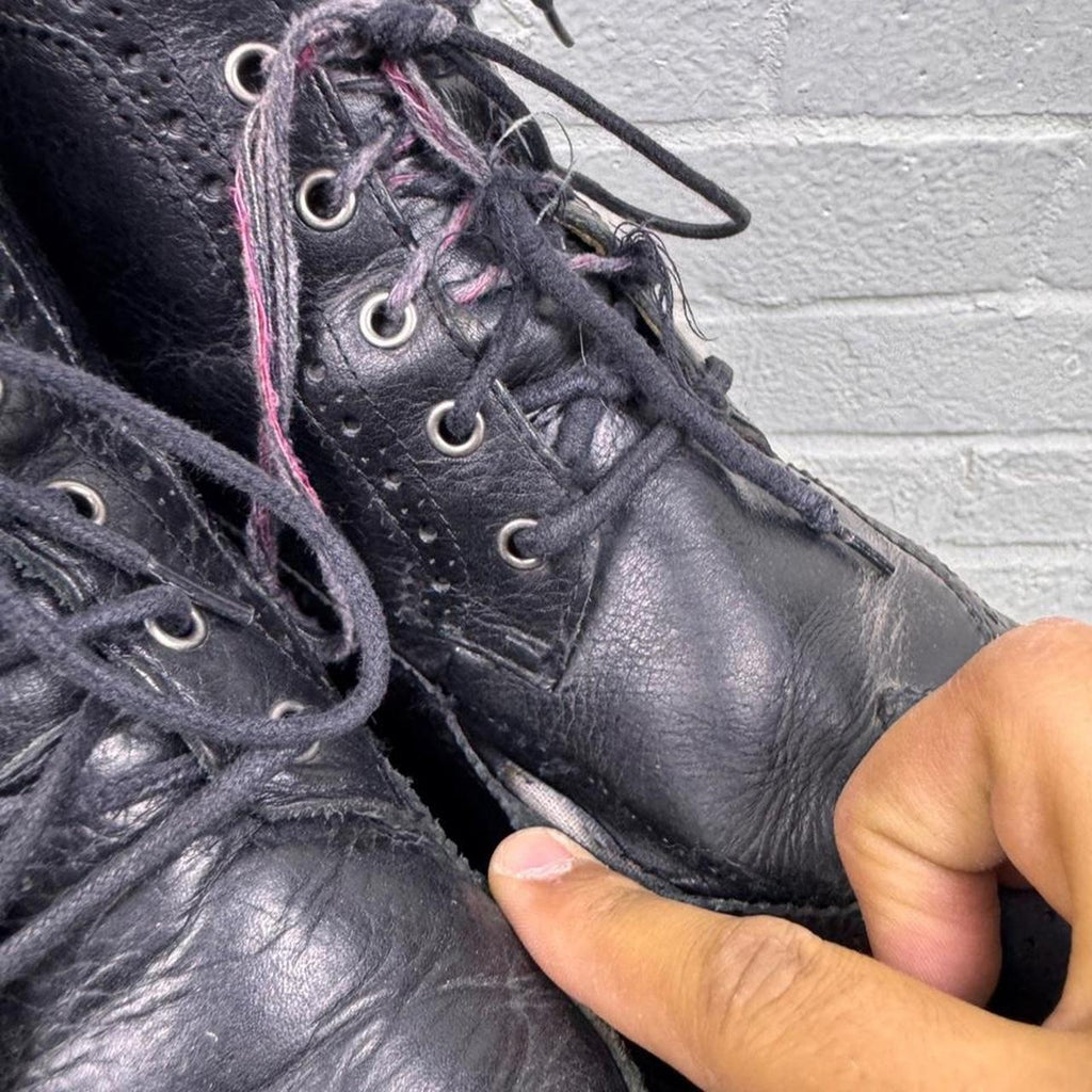 2000s Polo Ralph Lauren Nickson Black Leather Wingtip Brogue Boots | Men's 10D
