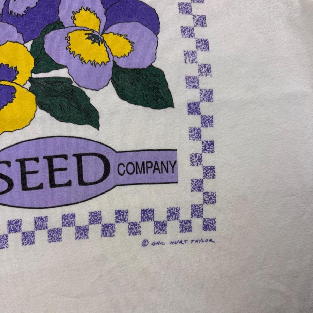 1991 Taylor Seed Company Pansy Flower Graphic Tee | Medium