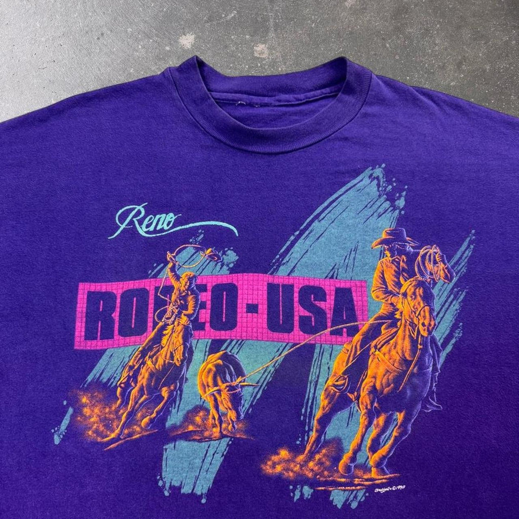 1993 Reno Rodeo USA Cowboy Graphic Tee | Large