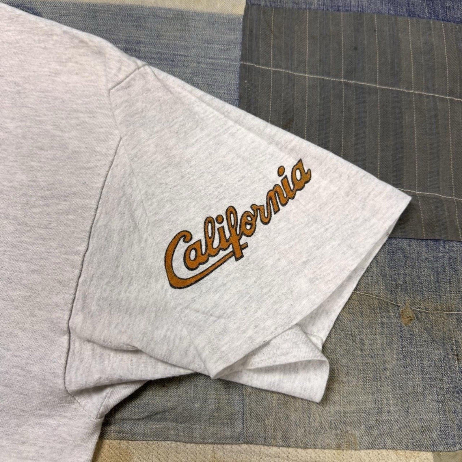 Vintage California Moto Guzzi Motorcycle All Over Print T Shirt Gray XL Biker