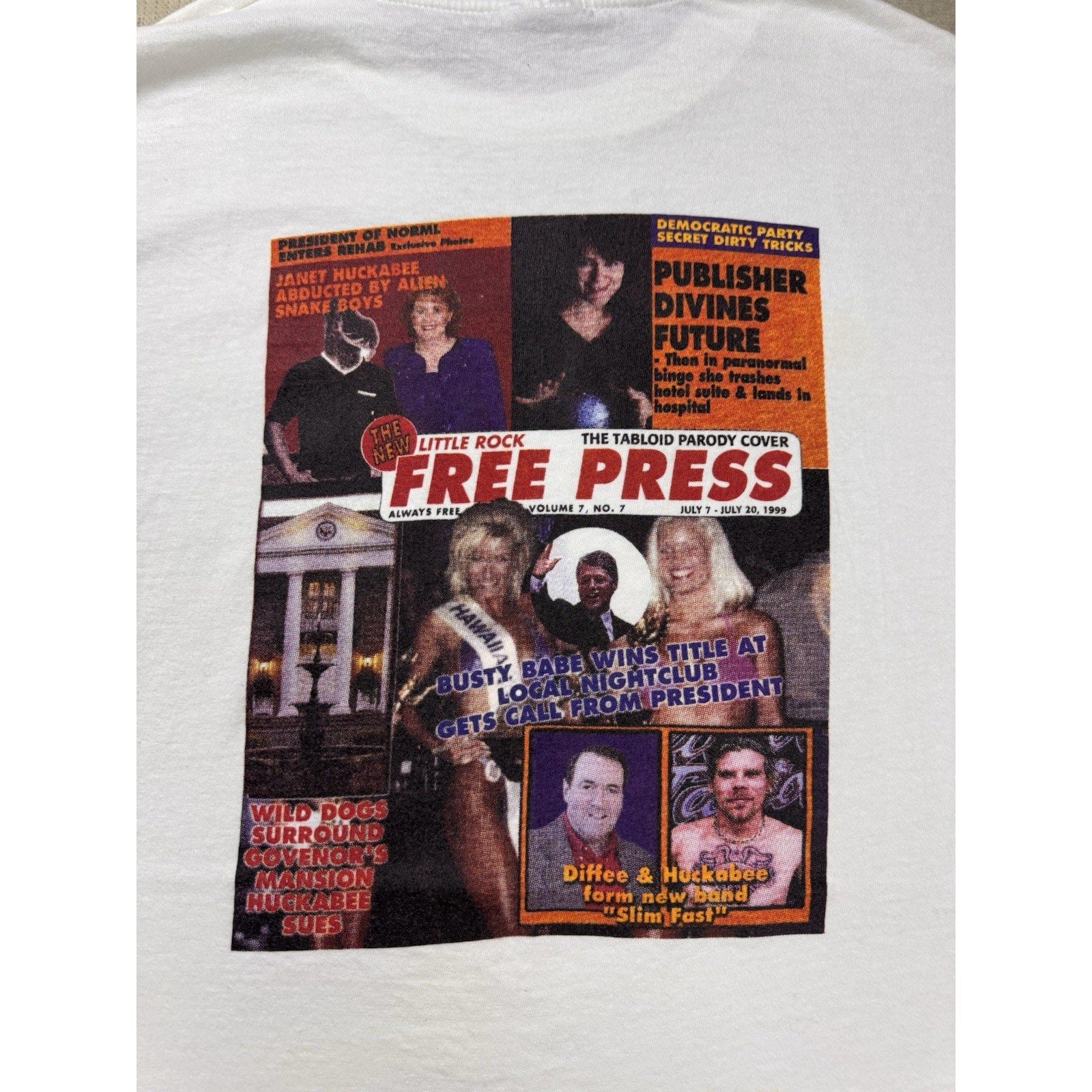 Little Rock Free Press Tabloid Vintage T Shirt 1999 Hanes Beefy USA XL Political