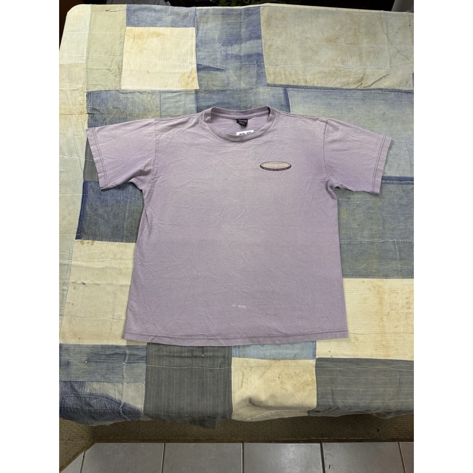 Patagonia Organic Cotton T Shirt Medium USA Vintage Logo Graphic Ventura Pink