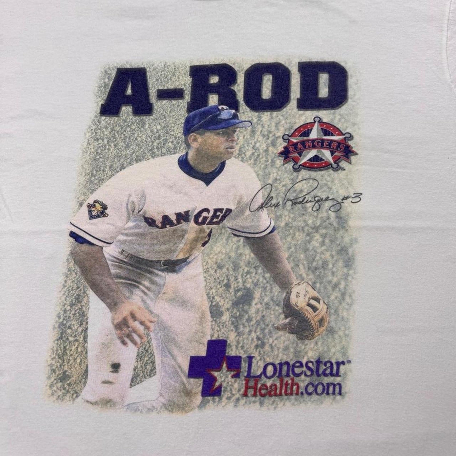 1990s Alex Rodriguez A-Rod Texas Rangers Baseball Tee | Large