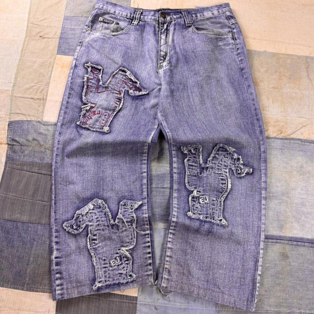2000s Eurgilio Jeans Patchwork Baggy Denim Jeans | 36x26