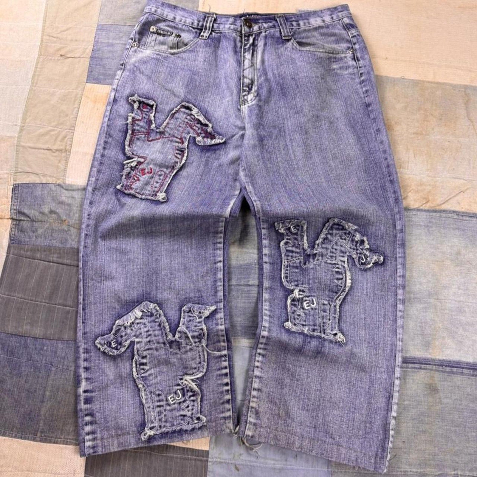 2000s Eurgilio Jeans Patchwork Baggy Denim Jeans | 36x26